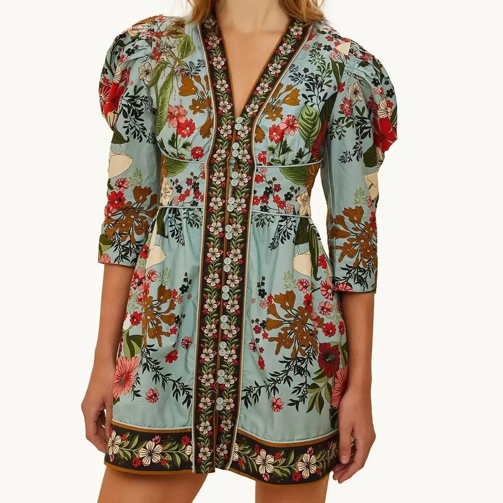 NWOT $415 Farm Rio Bouquet Mini Dress - Picture 1 of 7